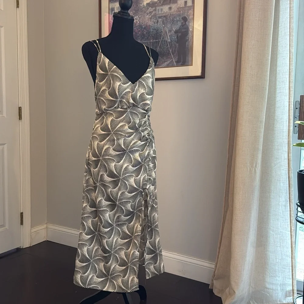Urban Outfitters Ruched Satin Slip Midi Dress - Size Medium - Picture 9 of 10